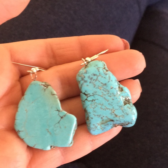 Howlite Turquoise Earrings - Picture 2 of 4